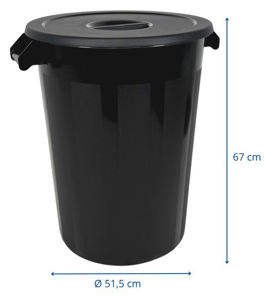 Denox nádoba na odpad s víkem INDUSTRIAL, 100 L, černý, pevný plast