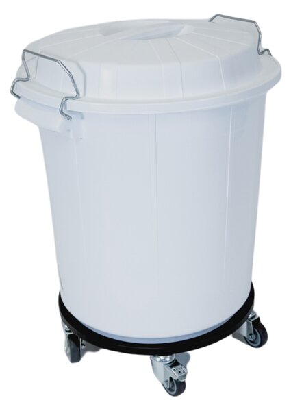 Denox nádoba na odpad s víkem INDUSTRIAL, 50 L gastro, uzavírání, bílý, pevný plast