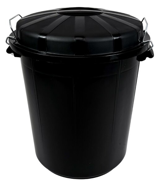 Denox nádoba na odpad s víkem INDUSTRIAL, 50 L, bezpečnostní uzavírání, černý, pevný plast