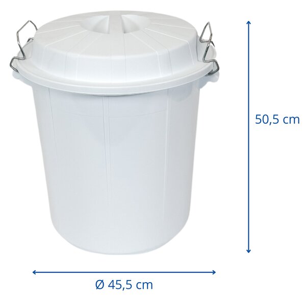 Denox nádoba na odpad s víkem INDUSTRIAL, 50 L gastro, uzavírání, bílý, pevný plast