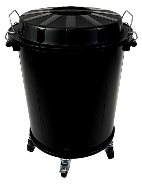 Denox nádoba na odpad s víkem INDUSTRIAL, 50 L, bezpečnostní uzavírání, černý, pevný plast