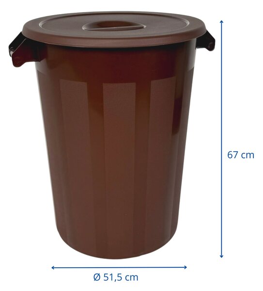 Denox nádoba na odpad s víkem INDUSTRIAL, 100 L, gastro, hnědý, pevný plast