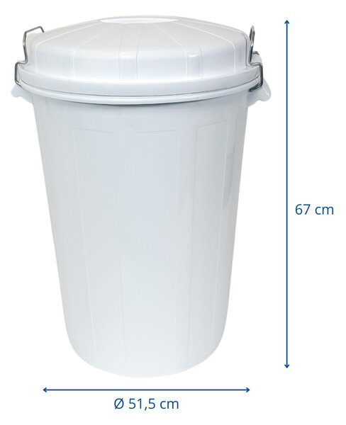 Denox nádoba na odpad s víkem INDUSTRIAL, 95 L gastro, uzavírání, bílý, pevný plast