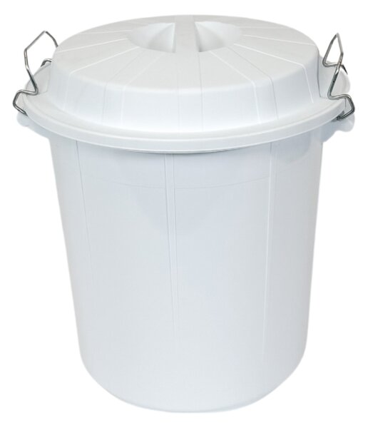 Denox nádoba na odpad s víkem INDUSTRIAL, 50 L gastro, uzavírání, bílý, pevný plast