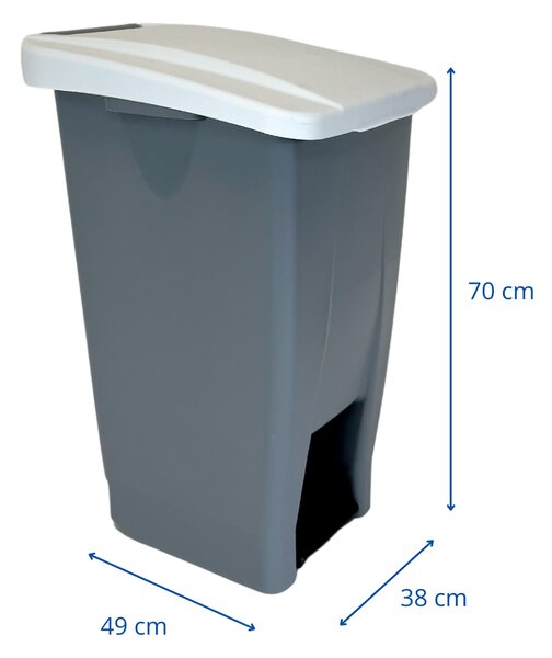 Denox nášlapný odpadkový koš GASTRO 60 L, bílé víko, plastový s kolečky