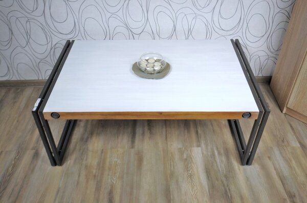 Konferenční stolek 11234A 41x110x70 barvené teakové dřevo kov