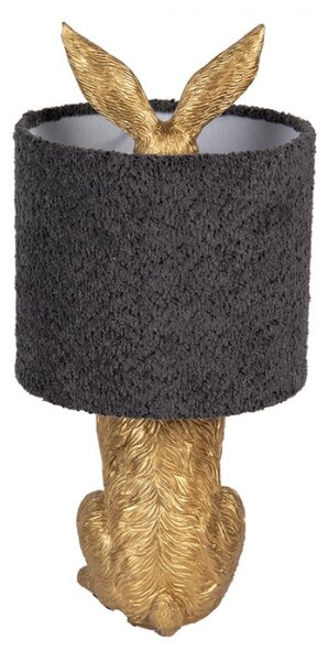 Zlatá stolní lampa králík s režným antracitovým stínidlem Konijn – 20x43 cm