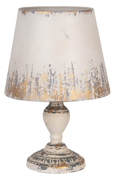 Béžovo-zlatá kovová stolní lampa s dřevěnou nohou Pascal – 32x47 cm
