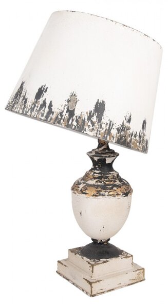 Bílá kovová stolní lampa s dřevěnou nohou Pascal – 32x60 cm