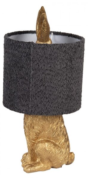 Zlatá stolní lampa králík s režným antracitovým stínidlem Konijn – 20x43 cm