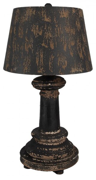 Černá kovová stolní lampa s dřevěnou nohou Pascal – 35x64 cm