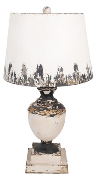 Bílá kovová stolní lampa s dřevěnou nohou Pascal – 32x60 cm