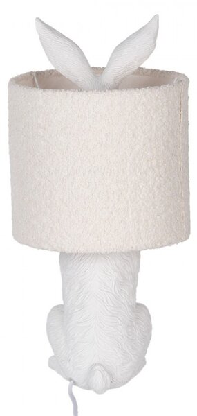Bílo-zlatá stolní lampa králík s bílým režným stínidlem Konijn – 20x43 cm