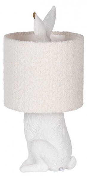 Bílo-zlatá stolní lampa králík s bílým režným stínidlem Konijn – 20x43 cm