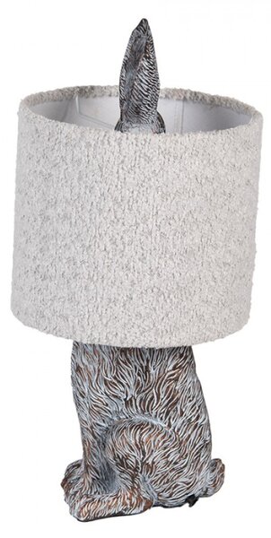 Hnědošedá stolní lampa králík s režným šedým stínidlem Konijn – 20x43 cm