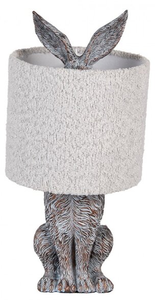 Hnědošedá stolní lampa králík s režným šedým stínidlem Konijn – 20x43 cm