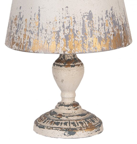 Béžovo-zlatá kovová stolní lampa s dřevěnou nohou Pascal – 32x47 cm