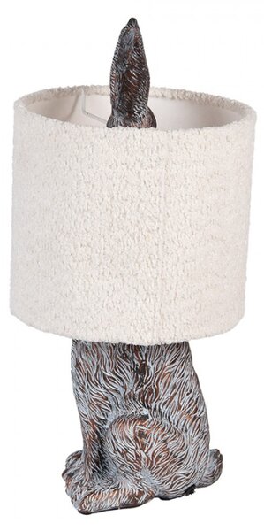 Hnědošedá stolní lampa králík s bílým režným stínidlem Konijn – 20x43 cm