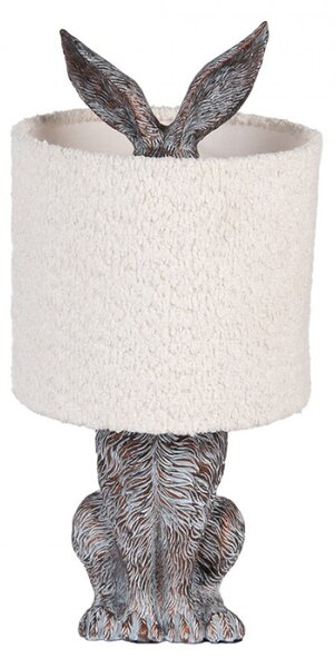 Hnědošedá stolní lampa králík s bílým režným stínidlem Konijn – 20x43 cm