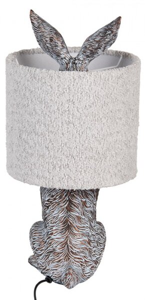 Hnědošedá stolní lampa králík s režným šedým stínidlem Konijn – 20x43 cm