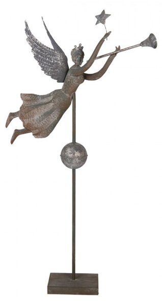 Velká vánoční kovová dekorace / korouhvička s andělíčkem – 93x26x130 cm