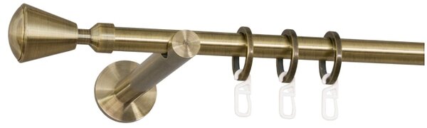 Kovové garnýže Milano 16 mm Modern, R., Délka 120 cm, Barva Starožitná mosaz, Provedení Jednoduché, Uchycení látky kroužky s žabkou