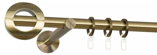 Kovové garnýže Anello 19 mm Modern, R., Délka 160 cm, Barva Starožitná mosaz, Provedení Jednoduché, Uchycení látky na tunýlek (bez kroužků)