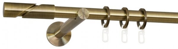 Kovové garnýže Fidelio 19 mm Modern, R., Barva Starožitná mosaz, Provedení Jednoduché, Uchycení látky kroužky s žabkou, Délka 400 cm