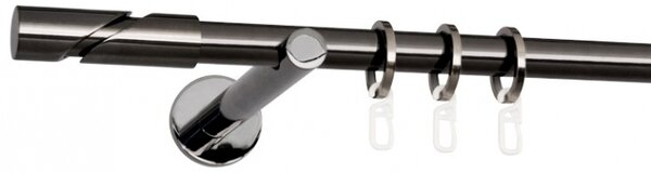 Kovové garnýže Fidelio 19 mm Modern, R., Barva Černá onyx, Provedení Jednoduché, Uchycení látky kroužky s háčky, Délka 240 cm