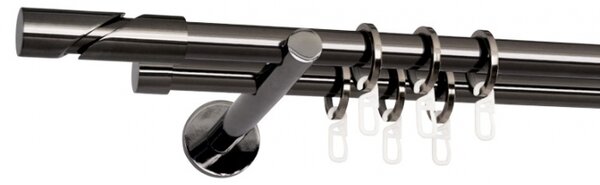 Kovové garnýže Fidelio 19 mm Modern, R., Barva Černá onyx, Provedení Dvojité, Uchycení látky na tunýlek (bez kroužků), Délka 240 cm