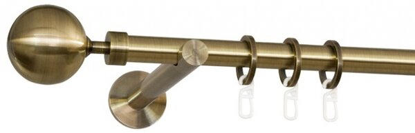 Kovové garnýže Nabucco 19 mm Modern, R., Barva Starožitná mosaz, Provedení Jednoduché, Uchycení látky na tunýlek (bez kroužků), Délka 240 cm