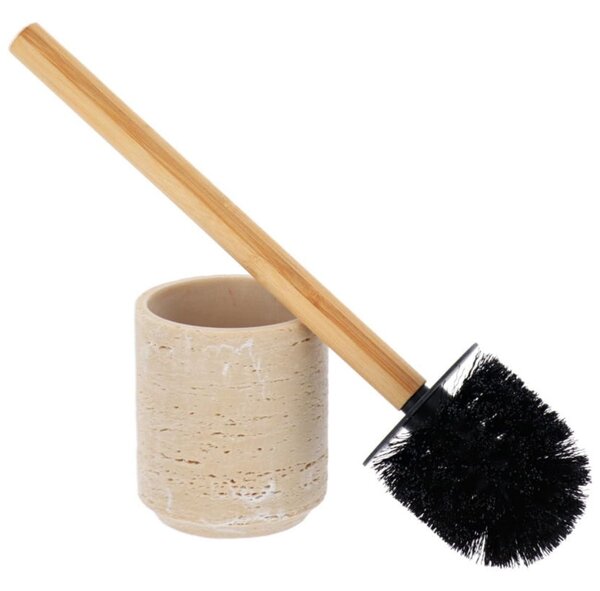 WC štětka Arva, krémová/s dřevěnými prvky