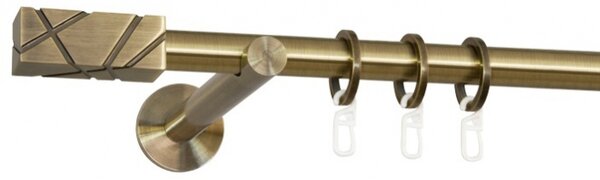 Kovové garnýže Rete 19 mm Modern, R., Barva Starožitná mosaz, Provedení Jednoduché, Uchycení látky kroužky s háčky, Délka 400 cm