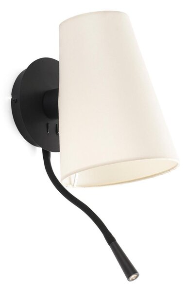 LUPE černá/béžová nástěnná lampa se čtecí lampičkou - FARO