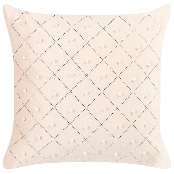 Sada 2 dekorativních polštářů YARROW Umělý samet 45 x 45 cm Béžová Geometrický vzor