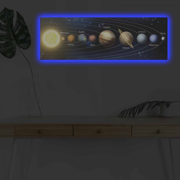 Hanah Home Obraz s led osvětlením Planety 90x30 cm