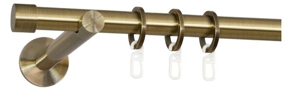 Kovové garnýže Rullo 19 mm Modern, R., Délka 160 cm, Barva Starožitná mosaz, Provedení Jednoduché, Uchycení látky na tunýlek (bez kroužků)