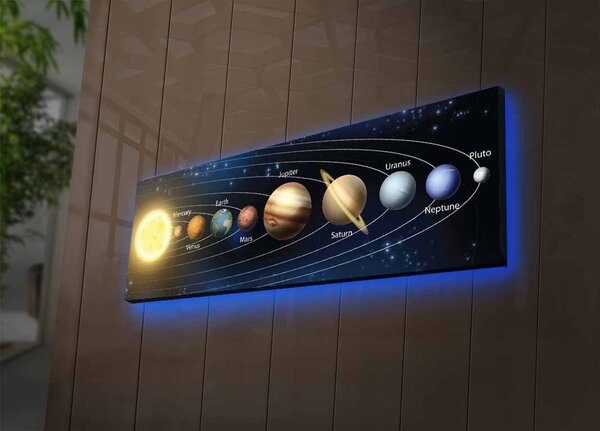 Hanah Home Obraz s led osvětlením Planety 90x30 cm