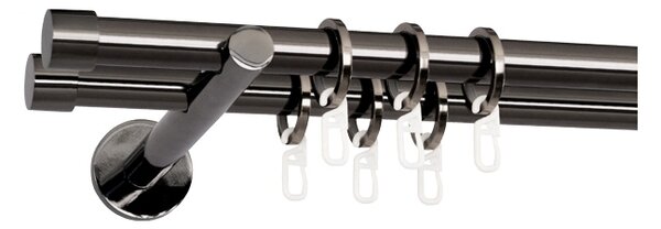 Kovové garnýže Rullo 19 mm Modern, R., Barva Černá onyx, Provedení Dvojité, Uchycení látky na tunýlek (bez kroužků), Délka 480 cm