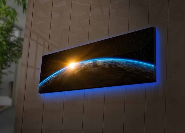 Hanah Home Obraz s led osvětlením Zeměkoule 90x30 cm