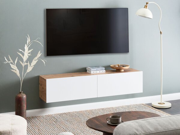 Nástěnný TV stolek GLADSTONE Hnědá/Bílá