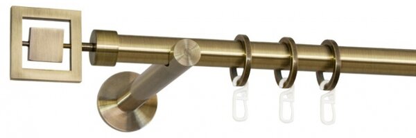 Kovové garnýže Veneto 19 mm Modern, R., Barva Starožitná mosaz, Provedení Jednoduché, Uchycení látky kroužky s žabkou, Délka 480 cm