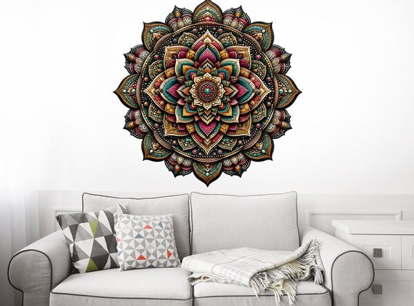 Mystická mandala textilní přelepitelná samolepka na zeď arch 45 x 45 cm