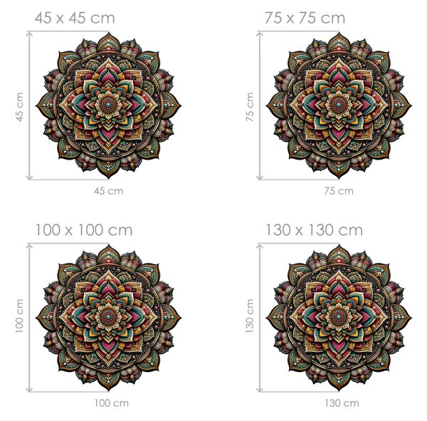 Mystická mandala textilní přelepitelná samolepka na zeď arch 45 x 45 cm