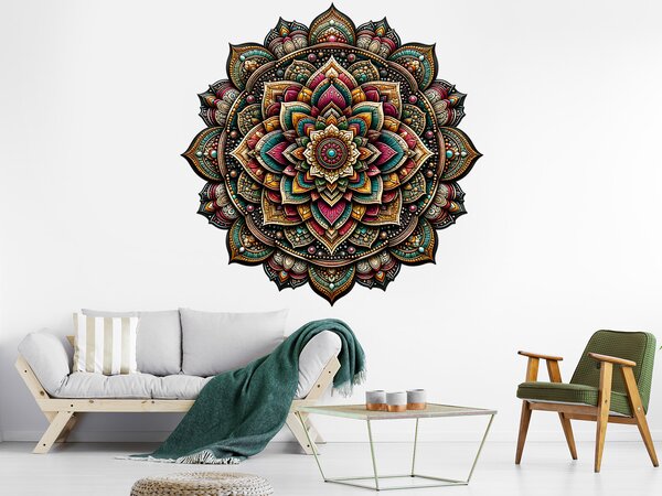 Mystická mandala textilní přelepitelná samolepka na zeď arch 45 x 45 cm