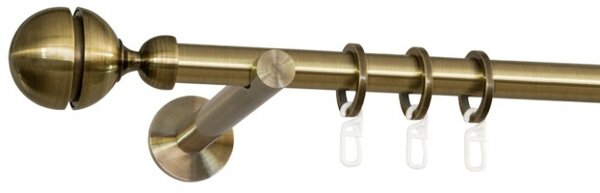 Kovové garnýže Corso 19 mm Modern, R., Barva Starožitná mosaz, Provedení Jednoduché, Uchycení látky na tunýlek (bez kroužků), Délka 240 cm