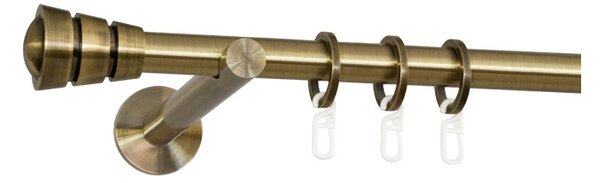 Kovové garnýže Fedora 19 mm Modern, R., Barva Starožitná mosaz, Provedení Jednoduché, Uchycení látky na tunýlek (bez kroužků), Délka 400 cm