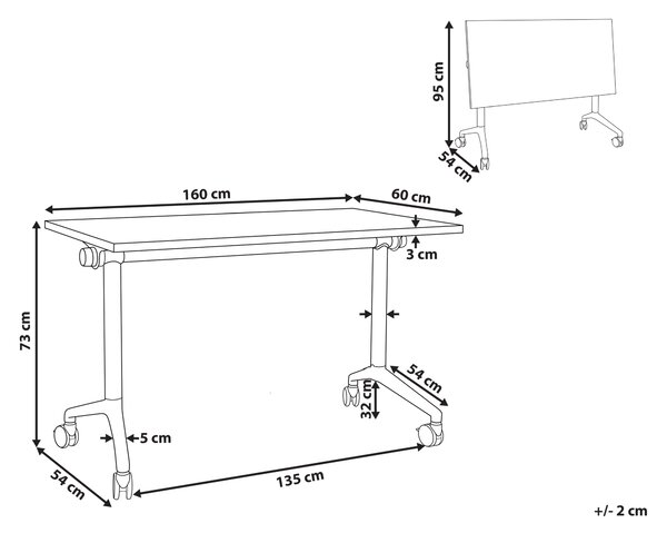 Skládací psací stůl CAVI 160 cm 60 cm Hnědá