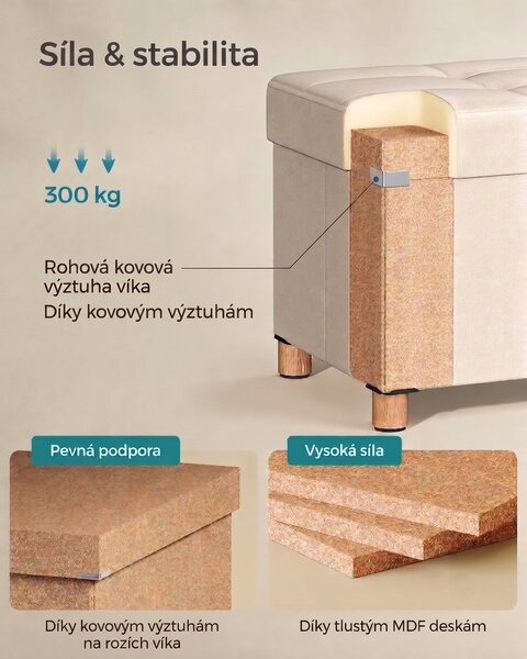SONGMICS Taburet s úložným prostorem Engl 112 L bílý