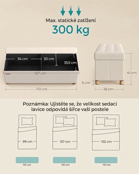 SONGMICS Taburet s úložným prostorem Engl 112 L bílý